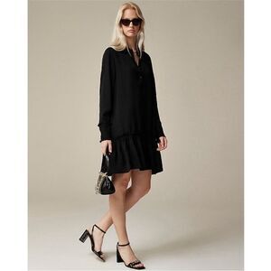 NWT J. Crew Amelia Popover Shirtdress in Drapey Viscose Twill Black Size XXS